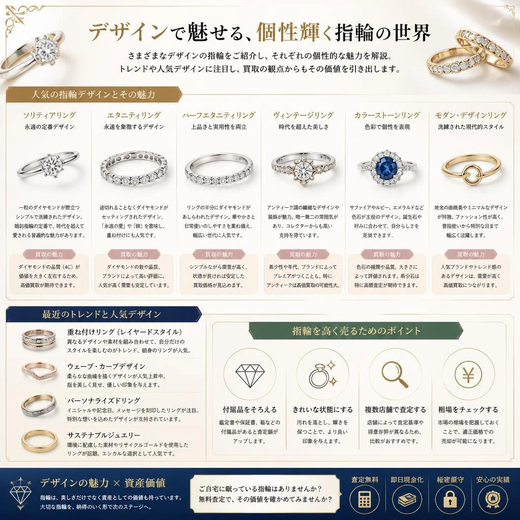 多彩なデザイン、個性的な指輪の魅力